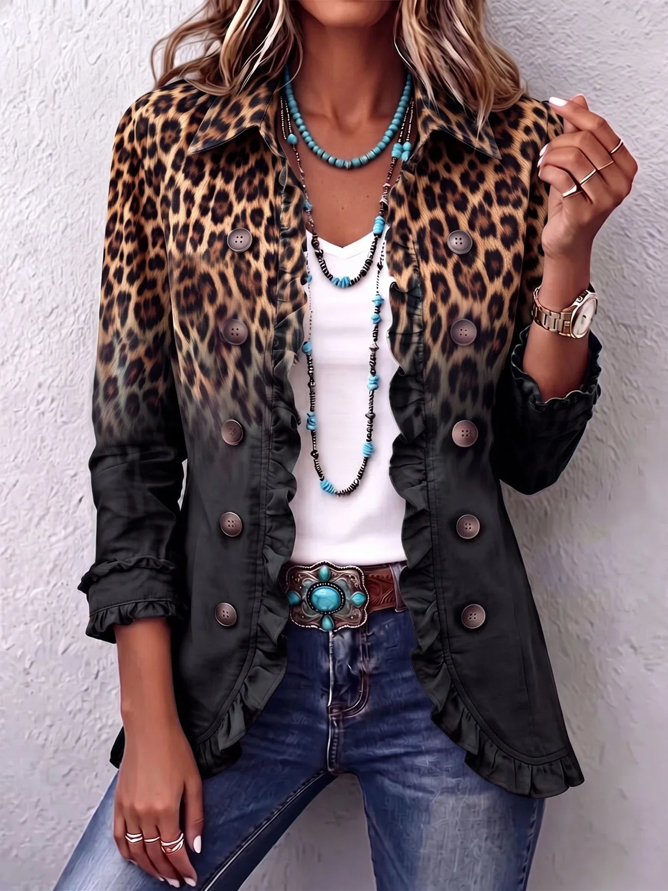🤲LAST DAY SAVE 49% ⏰Boho-chic Floral Embroidered Utility Ruffled Trim Jacket