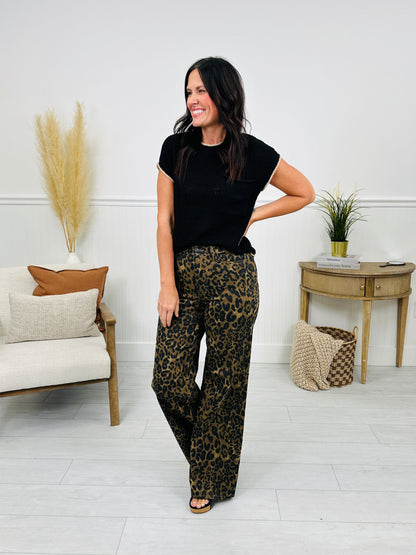 Walk On The Wild Side Retro Wide Leg Leopard Jeans