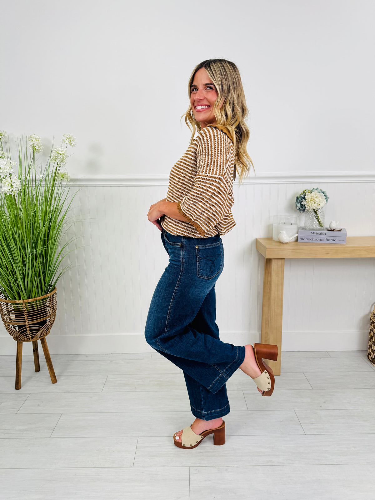 Set The Standard Tummy Control Ankle Wide Jeans