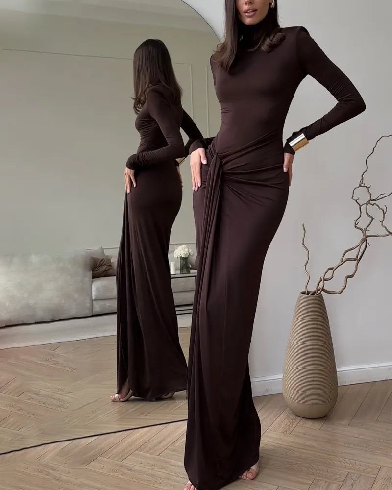 Elegant High-necked Split Dress