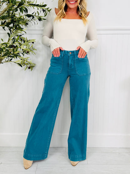 Deep Waters Wide Leg Utility Jeans