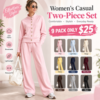 🌸💖Women's Button-Down Cardigan & Wide-Leg Pants Set