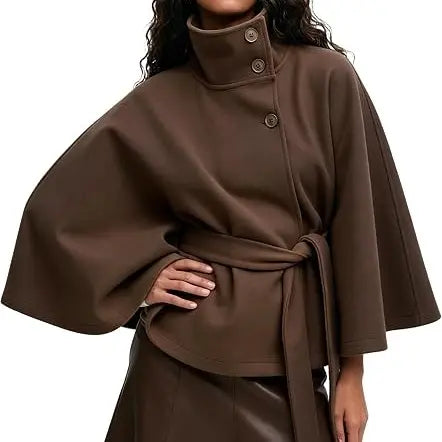 Womens Wool Blend Poncho Pea Coat
