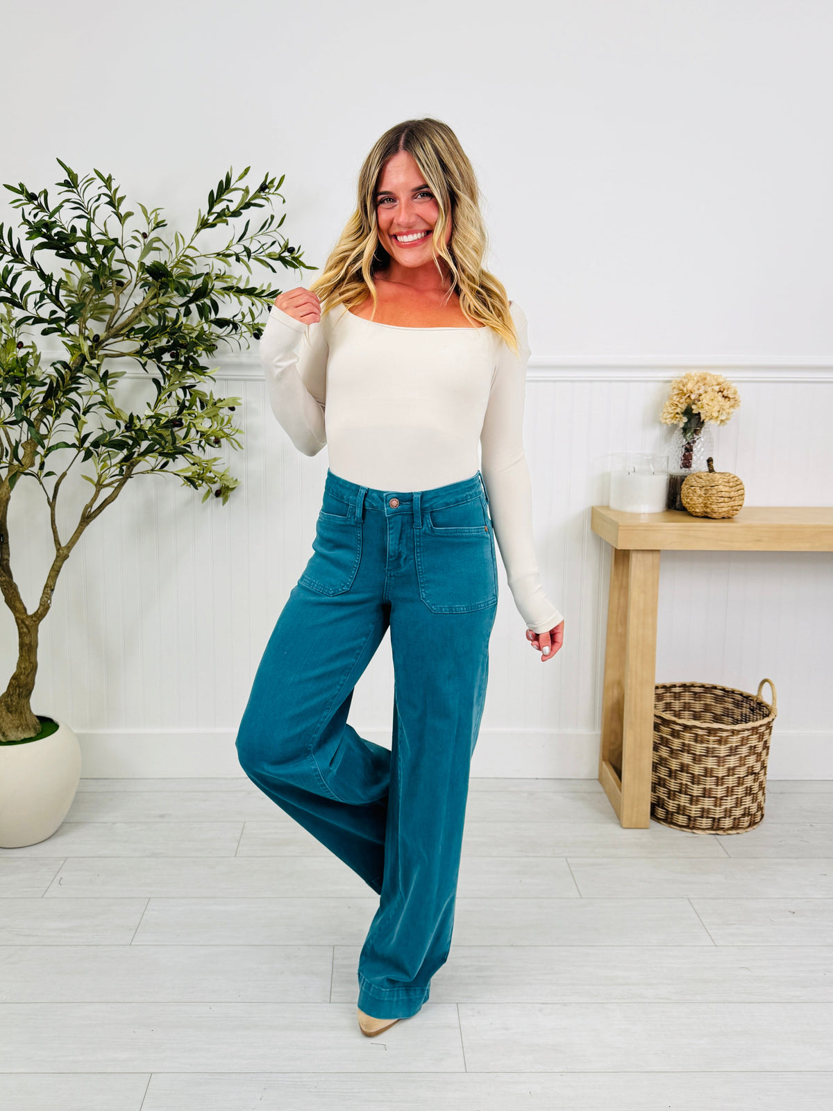 Deep Waters Wide Leg Utility Jeans