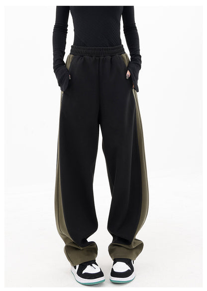 Loose Fabric Patchwork Sports Pants