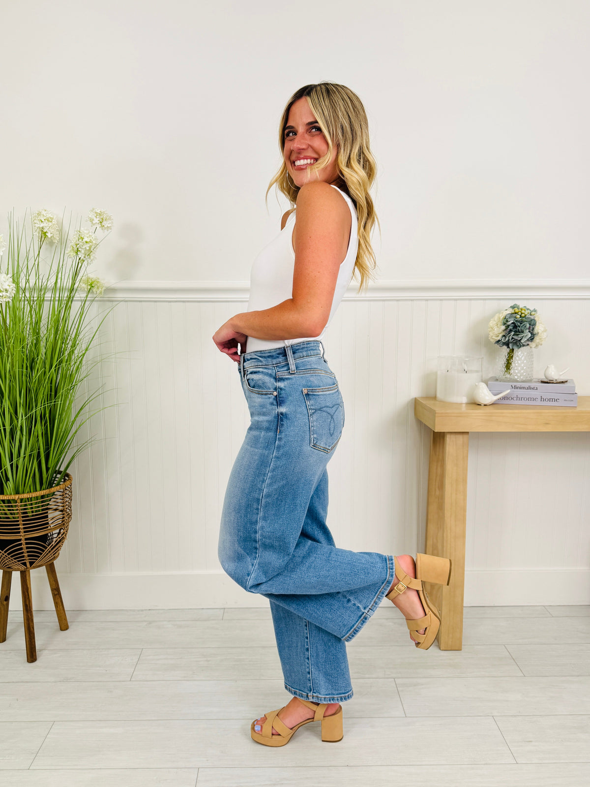 Keep It Simple Ankle Wide Jeans