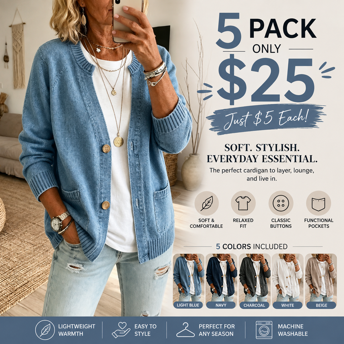 New Arrival🔥Women's V-Neck Button Knit Cardigan