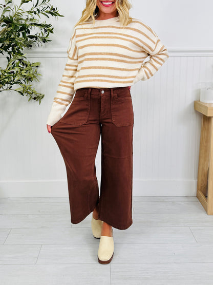 Melt In Your Mouth Chocolate Wide Leg Cropped Jeans