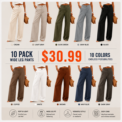 ⚡LAST 2 DAYS⚡- Women’s Casual High Waist Linen Wide Leg Trousers