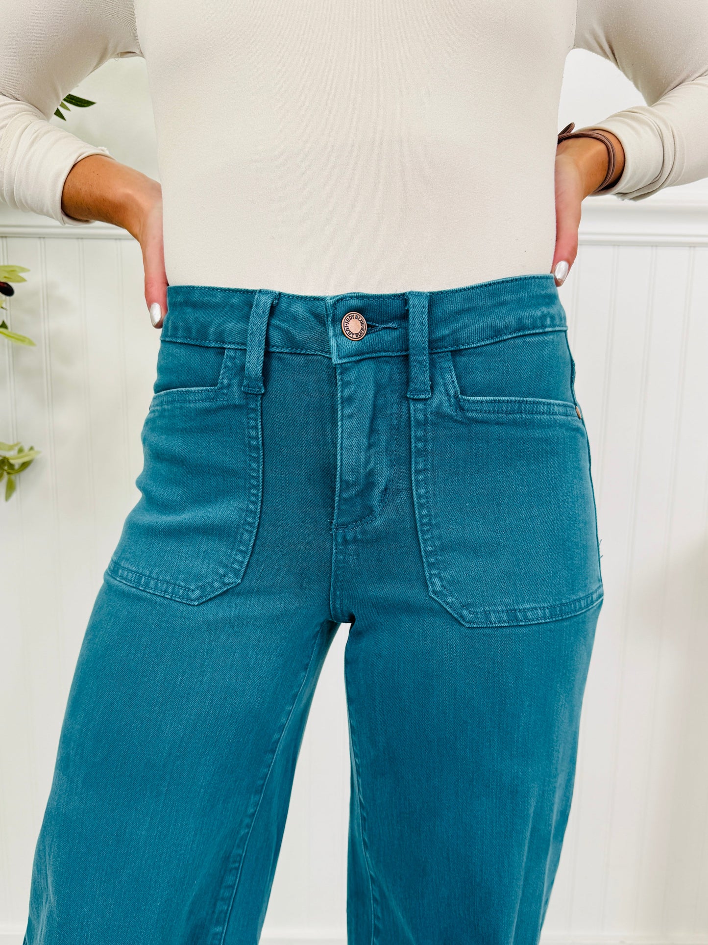 Deep Waters Wide Leg Utility Jeans