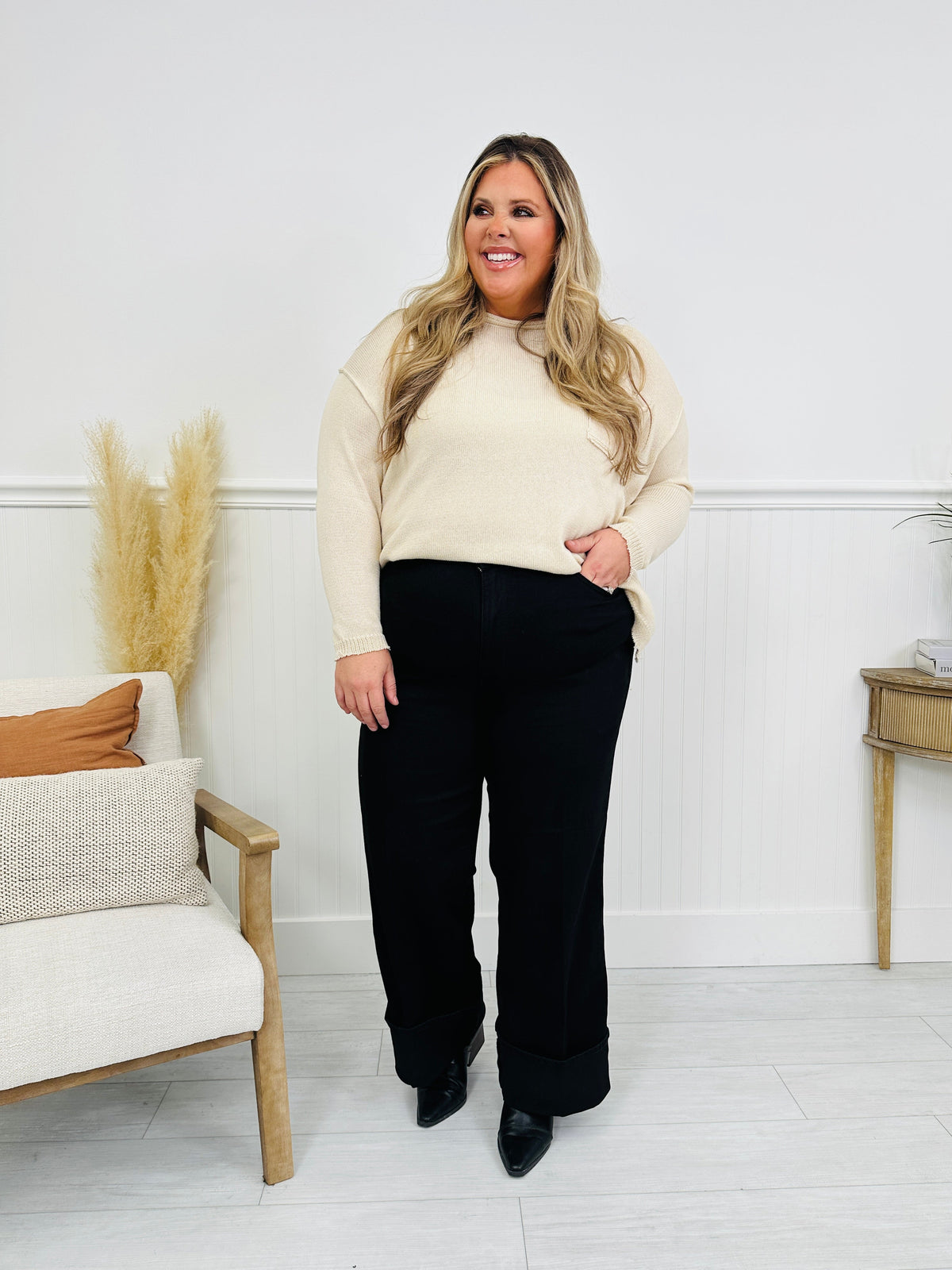 Midnight Moments Retro Wide Black Jeans