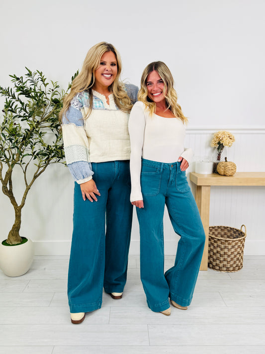 Deep Waters Wide Leg Utility Jeans