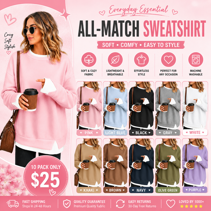 Faux-Layered Oversized Crewneck Sweatshirt