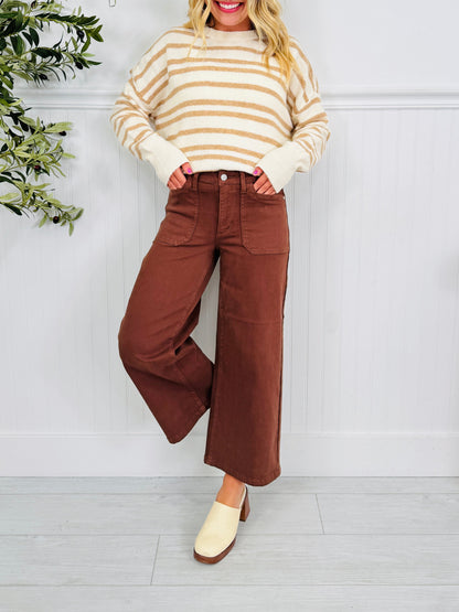 Melt In Your Mouth Chocolate Wide Leg Cropped Jeans