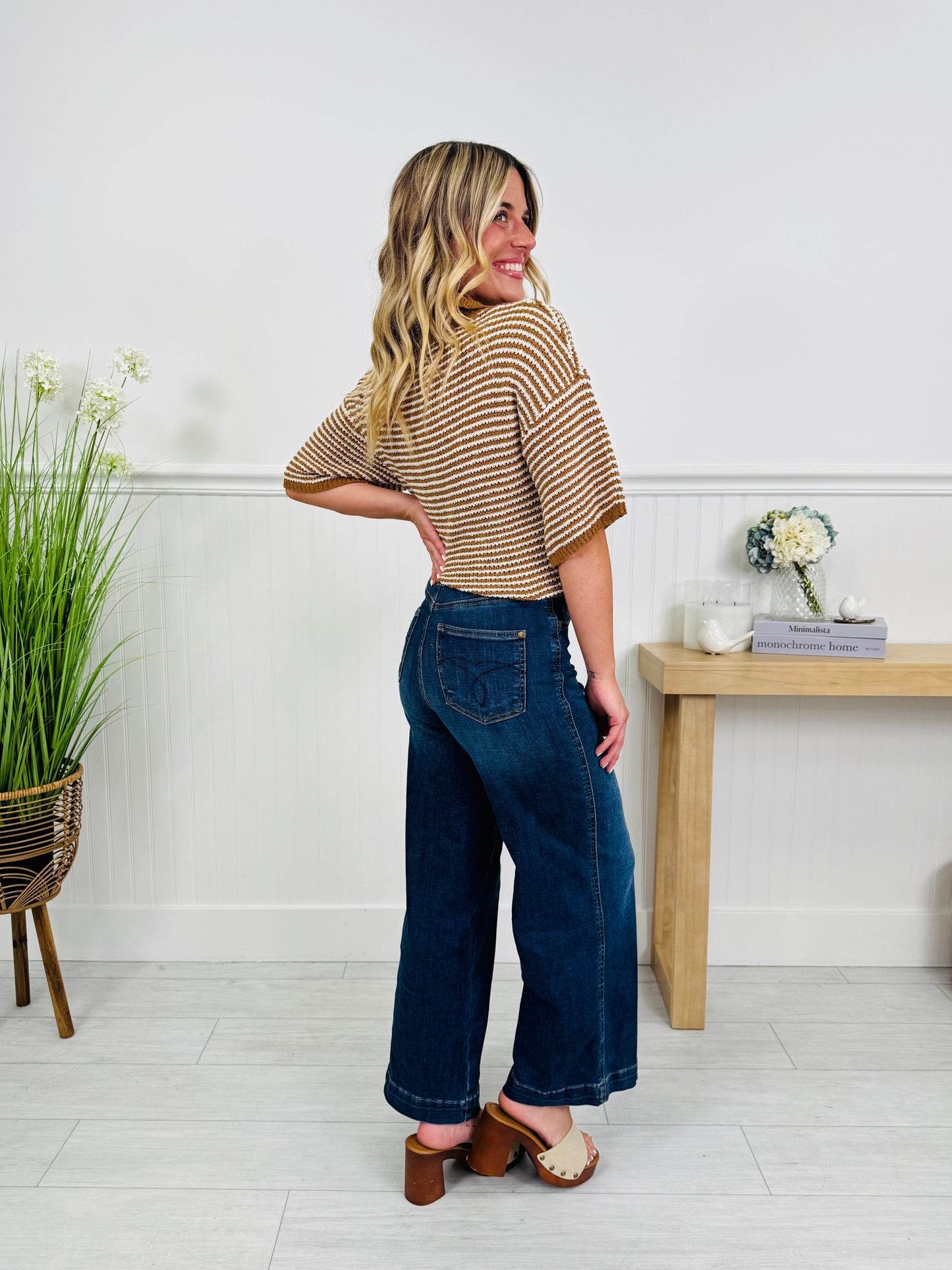 Set The Standard Tummy Control Ankle Wide Jeans
