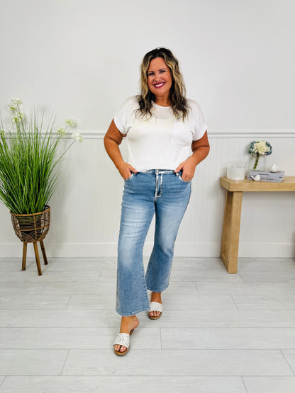 Metallic Moment Kick Flare Jeans