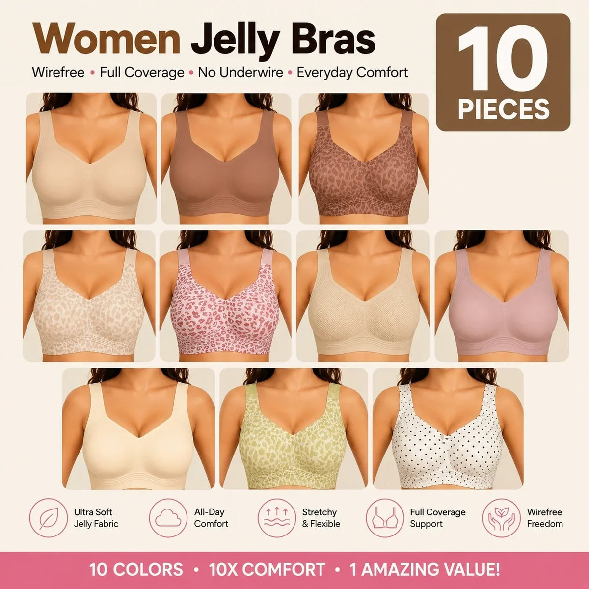 ⌛Limited-Time Offer - Women Jelly Bras Wirefree Full Coverage No Underwire