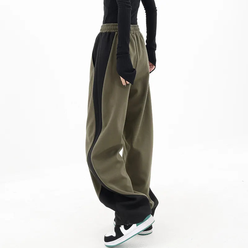 Loose Fabric Patchwork Sports Pants