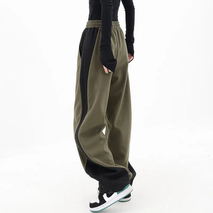 Loose Fabric Patchwork Sports Pants