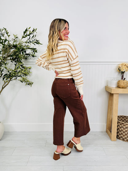 Melt In Your Mouth Chocolate Wide Leg Cropped Jeans