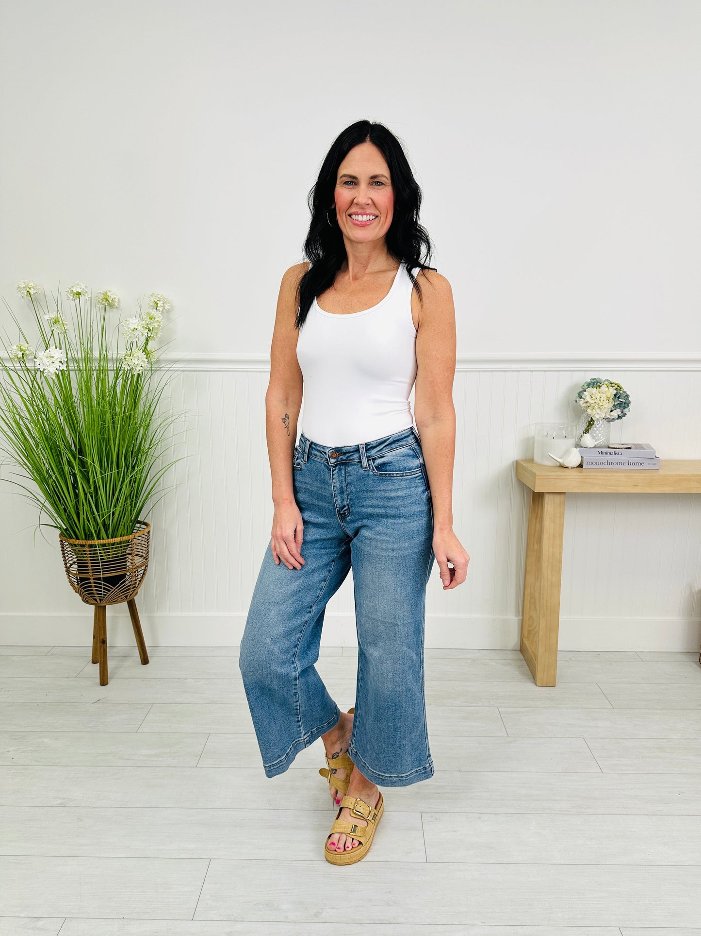 Make It Easy Ankle Wide Leg Jeans