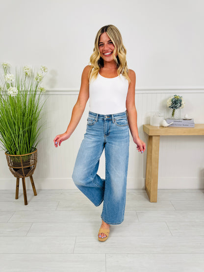 Keep It Simple Ankle Wide Jeans