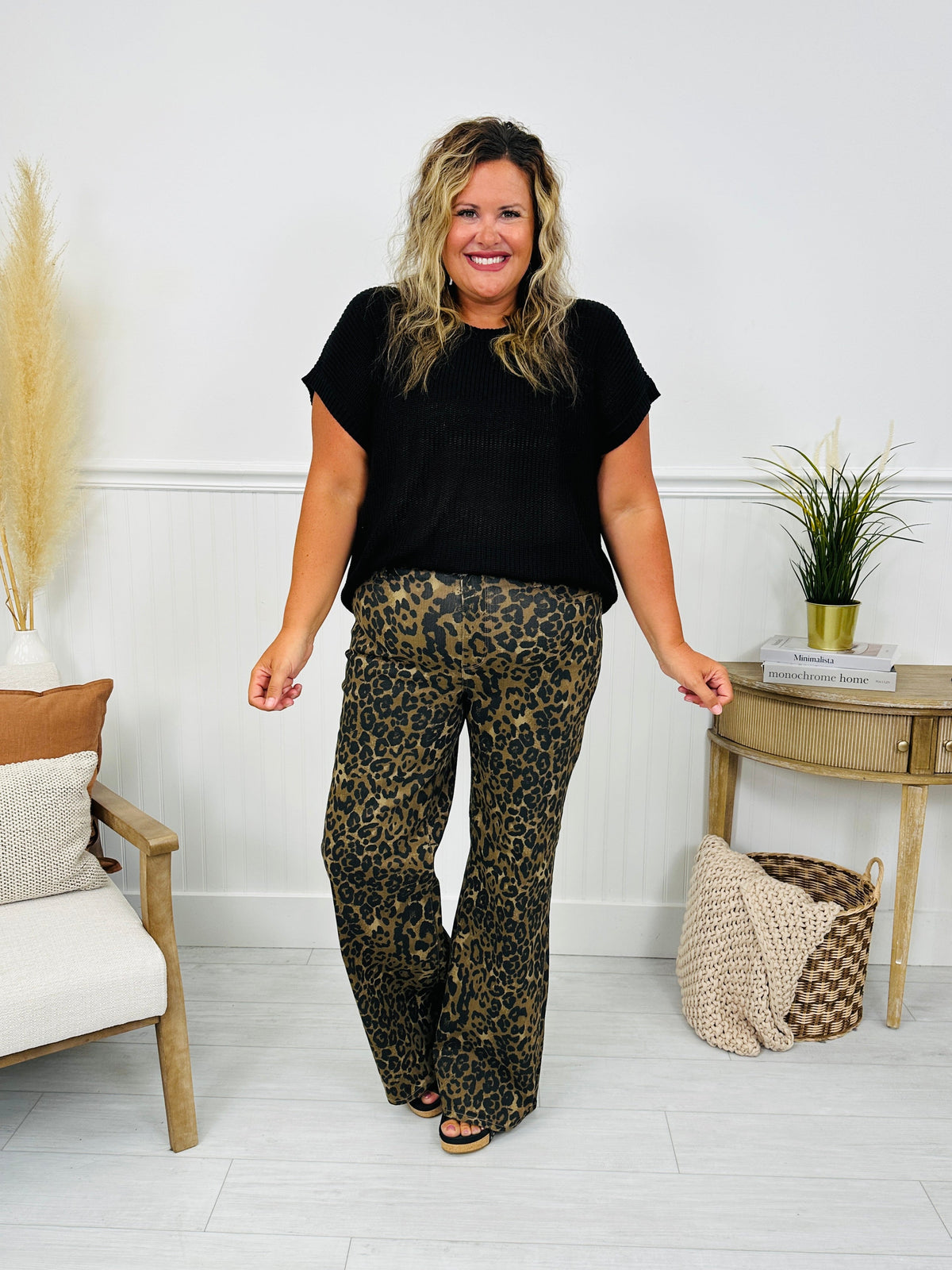 Walk On The Wild Side Retro Wide Leg Leopard Jeans