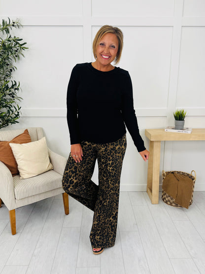 Walk On The Wild Side Retro Wide Leg Leopard Jeans