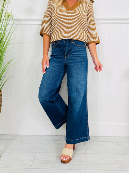 Set The Standard Tummy Control Ankle Wide Jeans