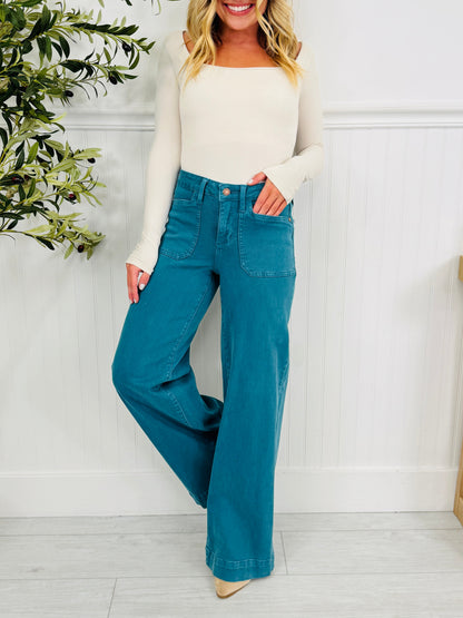 Deep Waters Wide Leg Utility Jeans