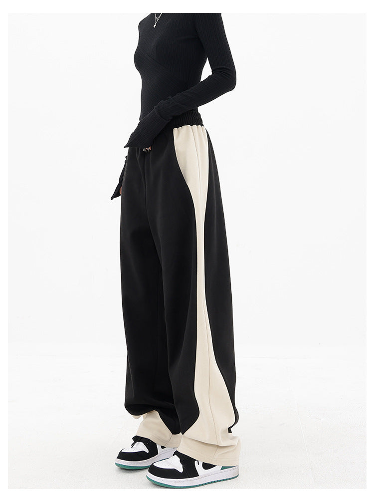 Loose Fabric Patchwork Sports Pants