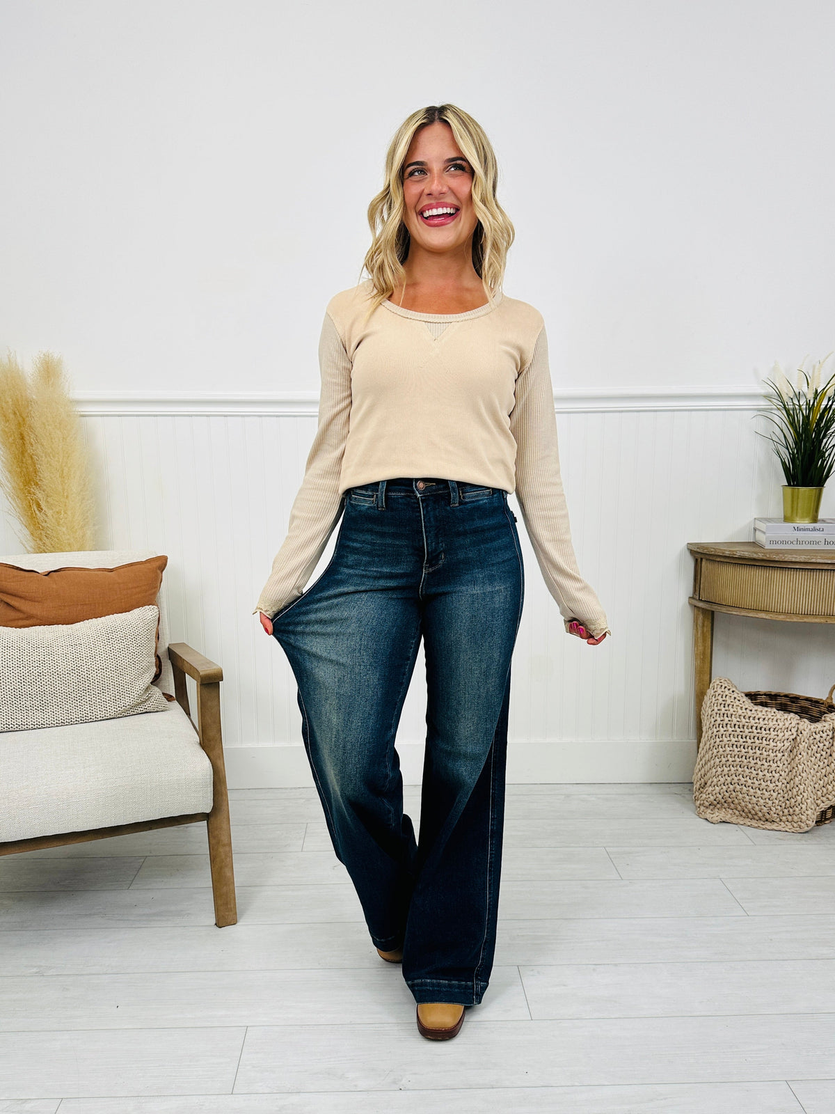 The One For Me Retro Wide Leg Jeans