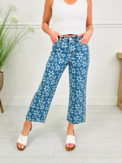 Daisy Daze Cropped Wide Leg Jeans