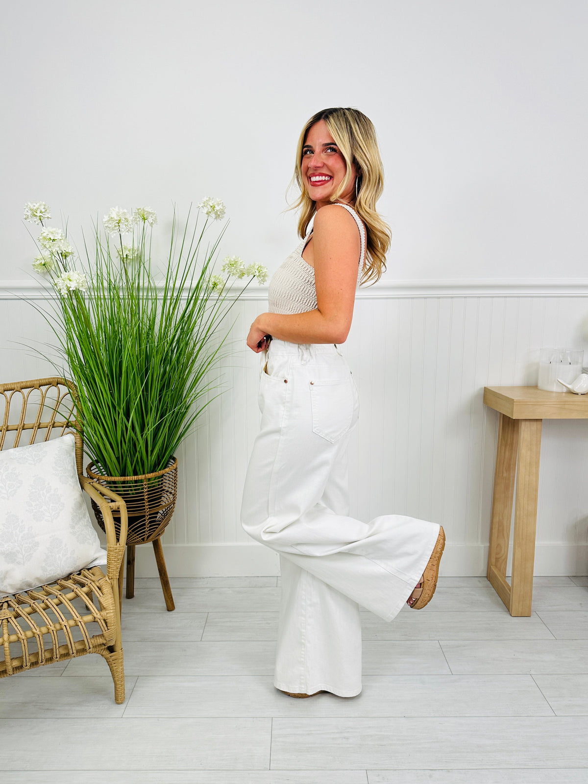 White As a Feather Palazzo Jeans