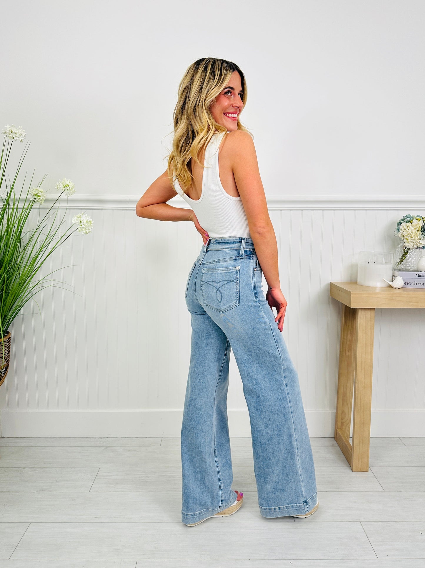 Right on Trend Retro Wide Leg Jeans