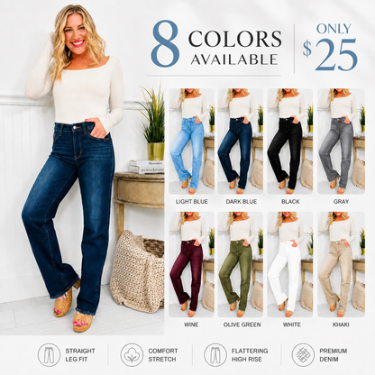 Women’s High-Rise Comfort Stretch Straight Leg Jeans
