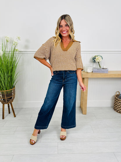 Set The Standard Tummy Control Ankle Wide Jeans
