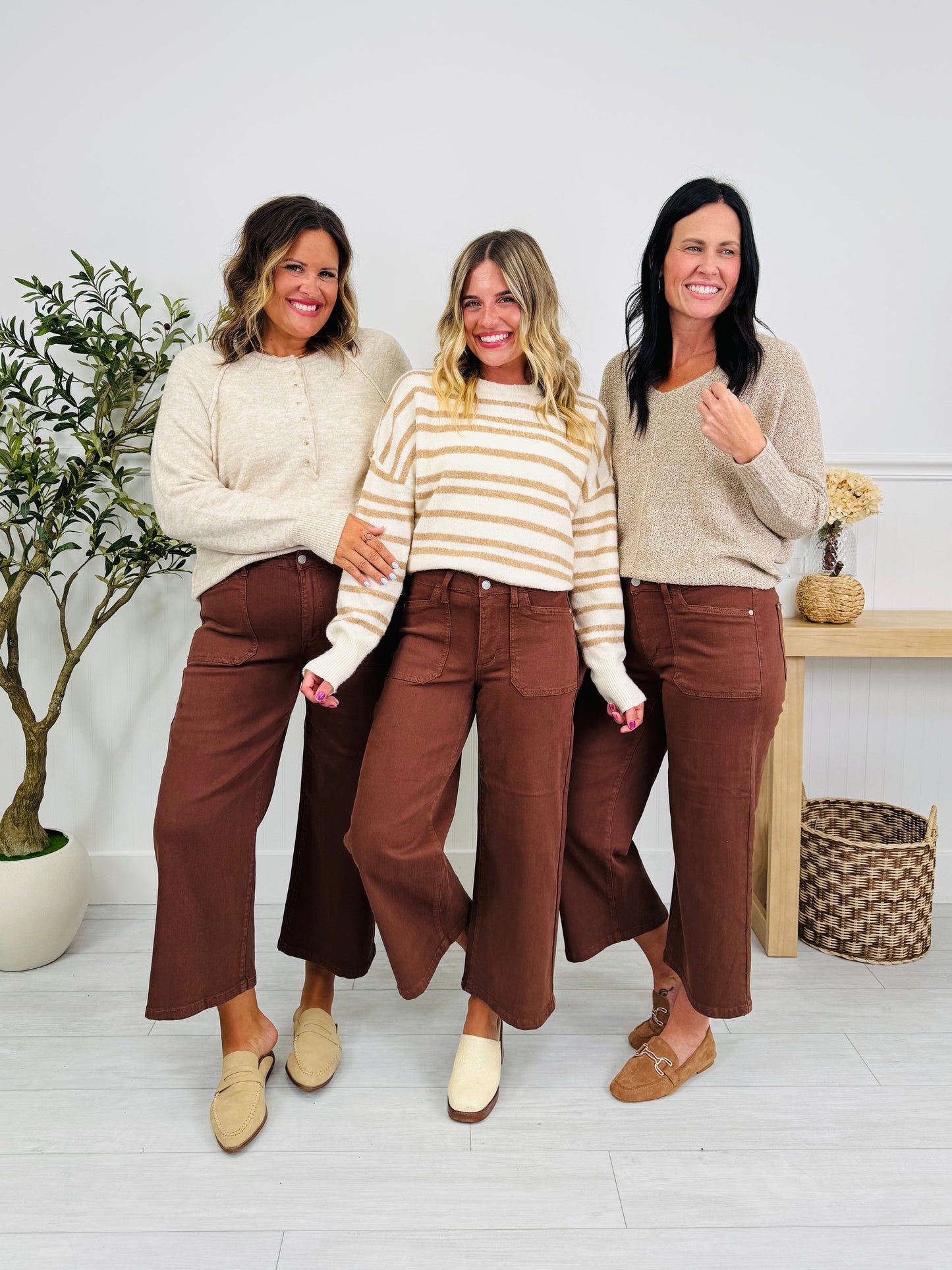 Melt In Your Mouth Chocolate Wide Leg Cropped Jeans
