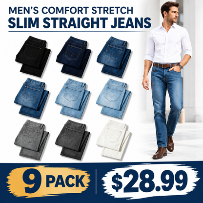 Men’s Comfort Stretch Slim Straight Leg Denim Pants Casual Daily Wear