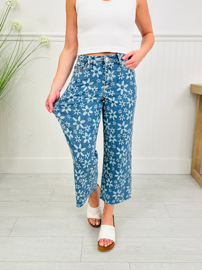 Daisy Daze Cropped Wide Leg Jeans