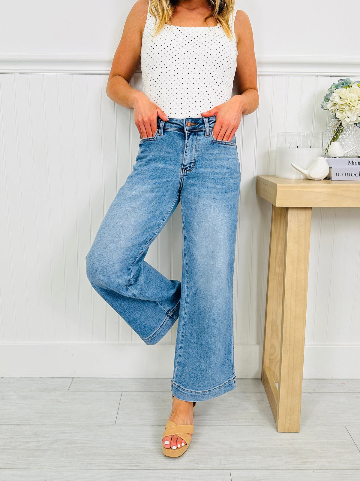 Make It Easy Ankle Wide Leg Jeans
