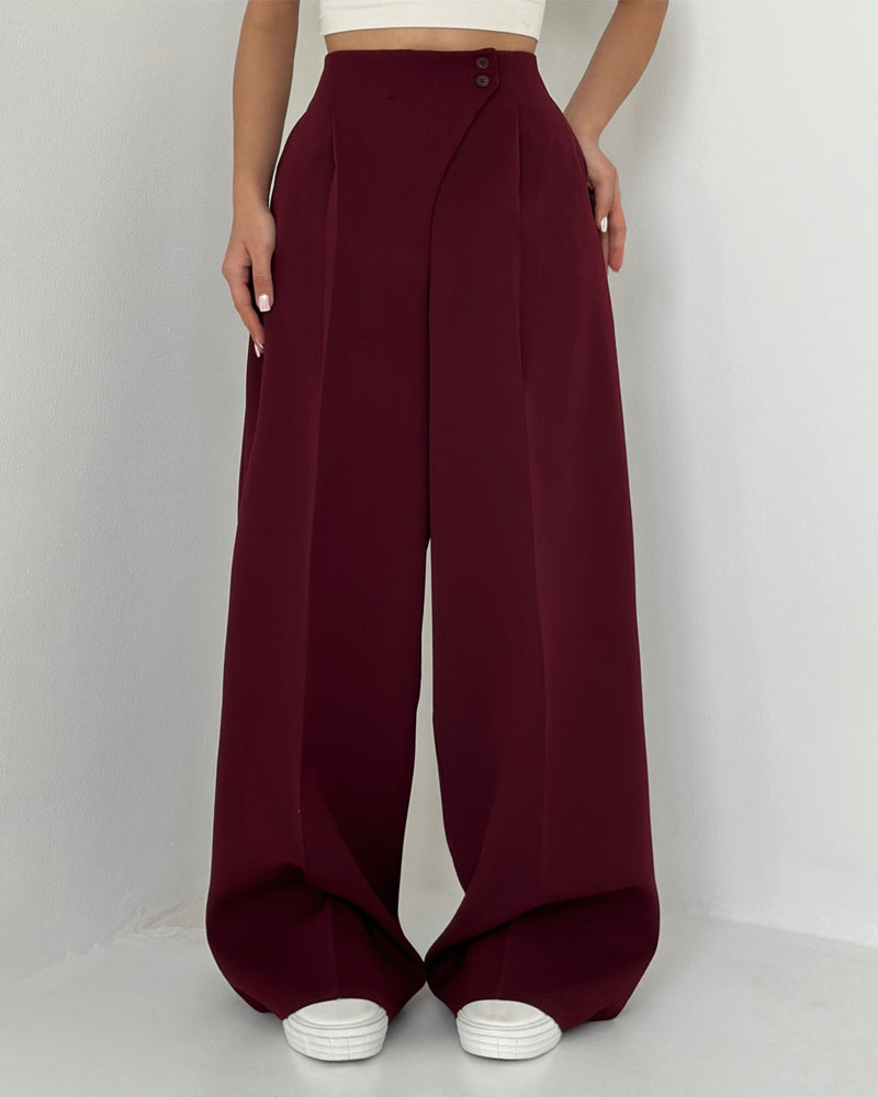 Design Button All-match Pants