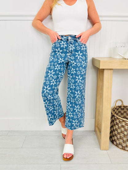 Daisy Daze Cropped Wide Leg Jeans