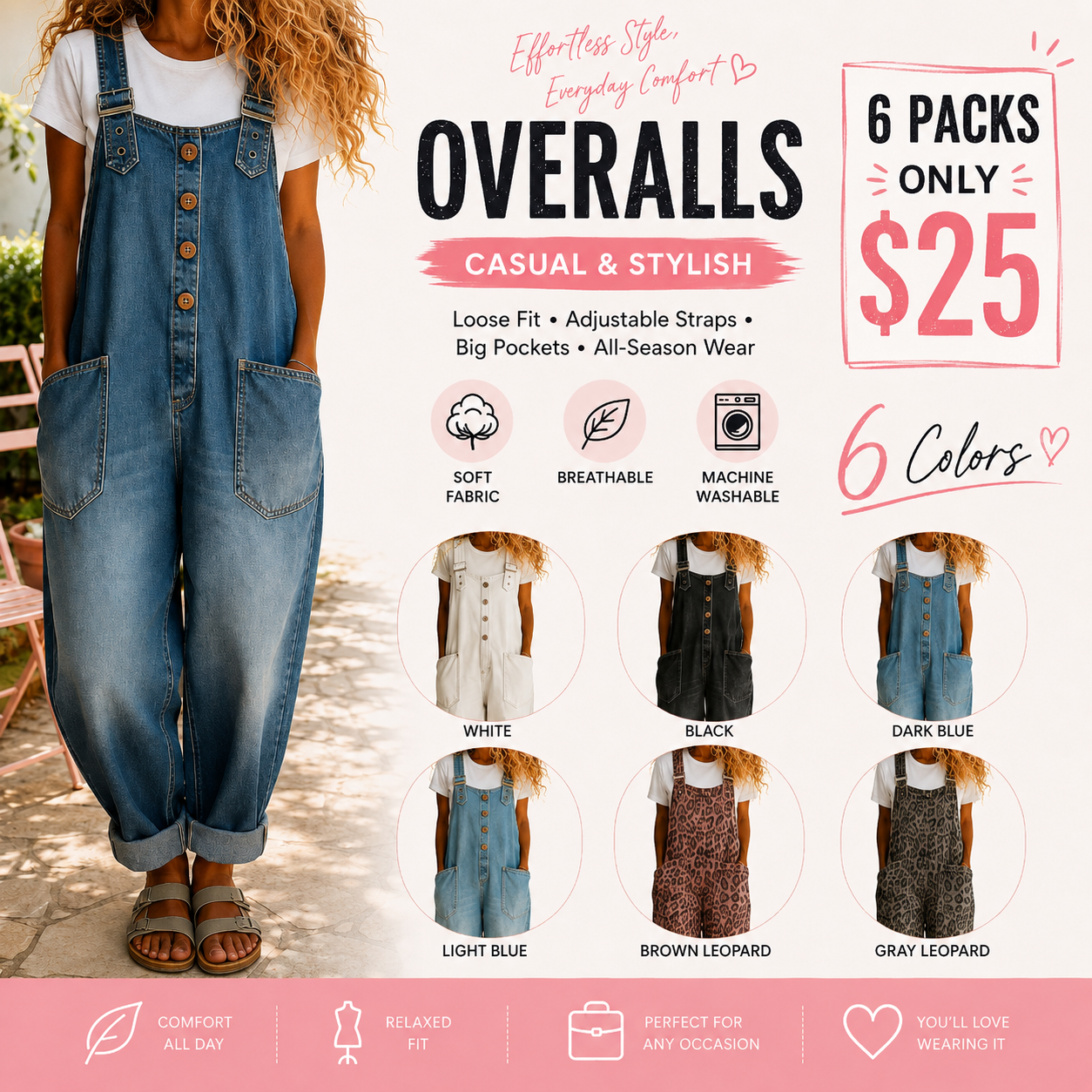 Women’s Vintage Denim Overalls – Relaxed Fit