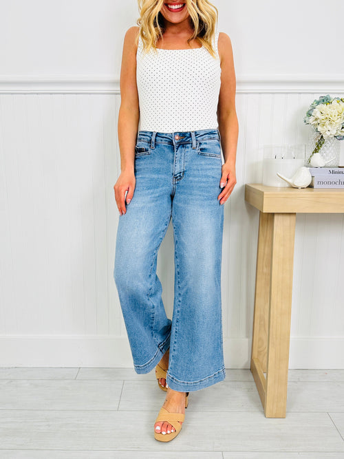Make It Easy Ankle Wide Leg Jeans