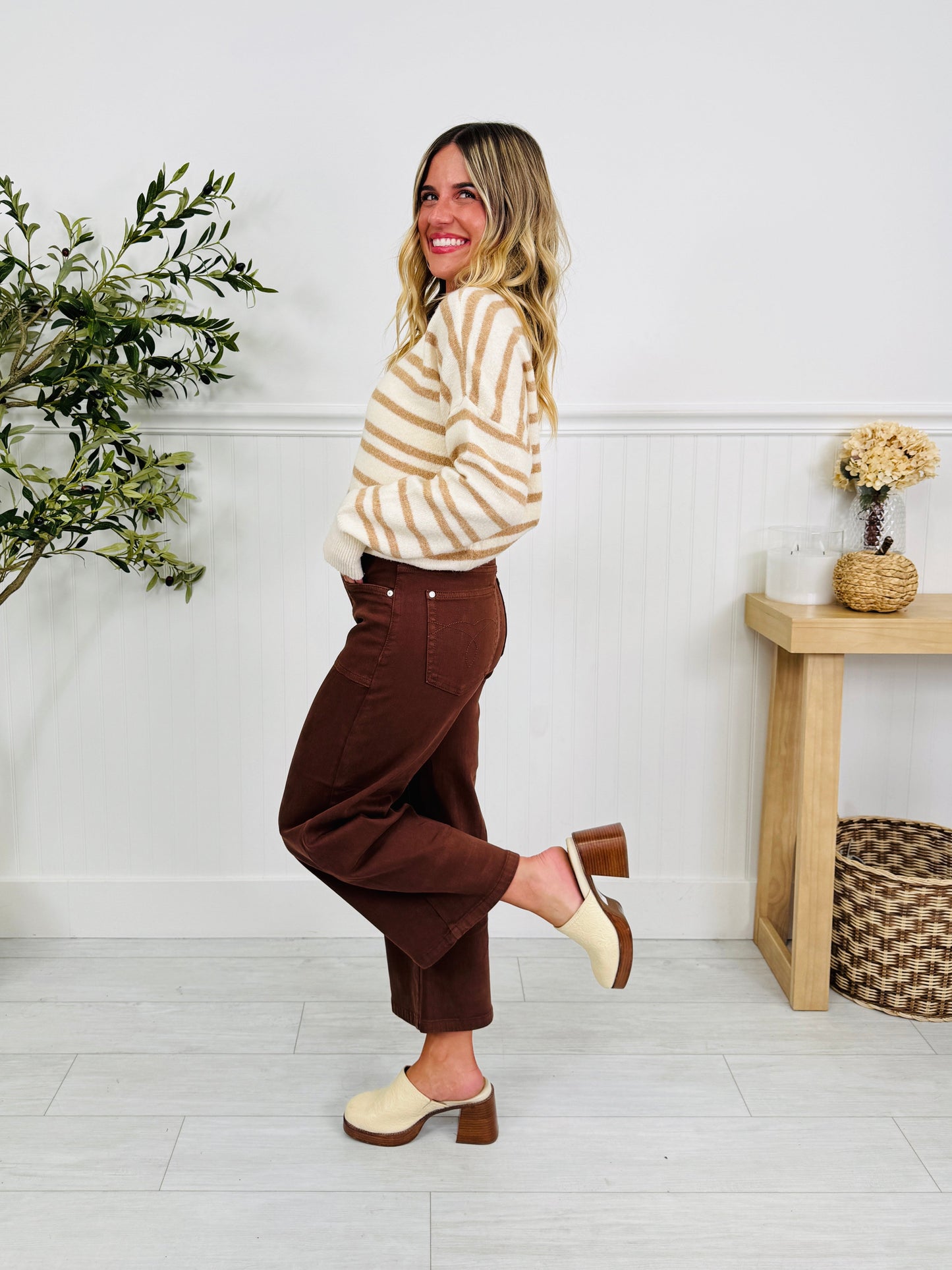 Melt In Your Mouth Chocolate Wide Leg Cropped Jeans