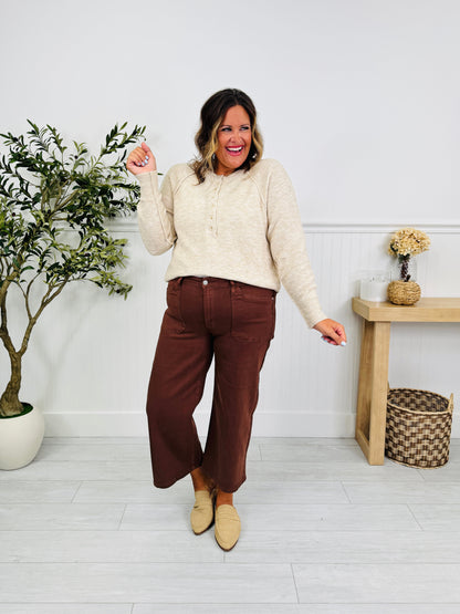 Melt In Your Mouth Chocolate Wide Leg Cropped Jeans