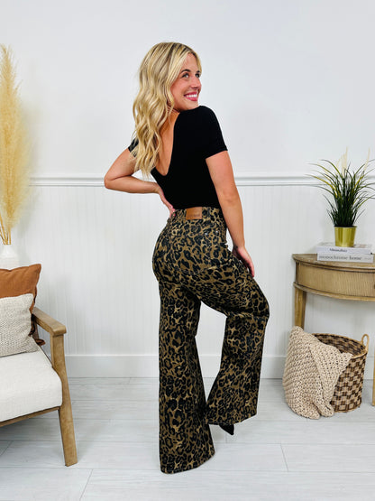 Walk On The Wild Side Retro Wide Leg Leopard Jeans