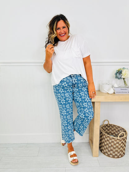 Daisy Daze Cropped Wide Leg Jeans
