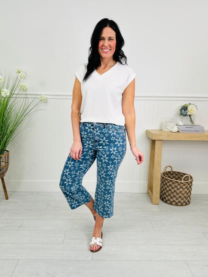 Daisy Daze Cropped Wide Leg Jeans